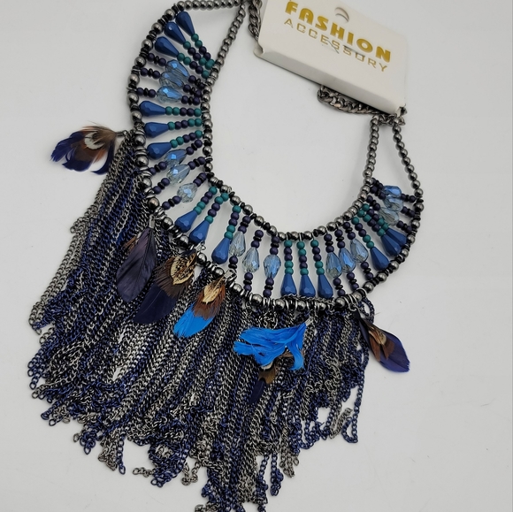 Fashion statement bohemian feather chain tassel necklace - Picture 2 of 6